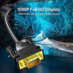 DVI to VGA Cable 6ft/1.8m [DVI-I 24+5 Pin Male to VGA Male] - Gold-Plated Connector for PC, Monitor, Projector - Compatible with Desktop, Laptop, GPU