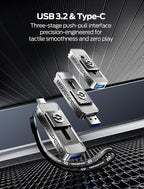 MOVE SPEED 128GB Solid State Drives with Dual Ports & Push-Pull Design — 560MB/s Read Speed, Type C + USB 3.2 Drive Portable ssd for iPhone 15/16/Android/Mac