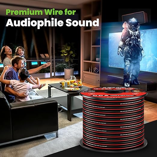 GEARit Speaker Wire 14 Gauge, Speaker Cable 200ft for Car Audio, Home Theater, CCA(Black)