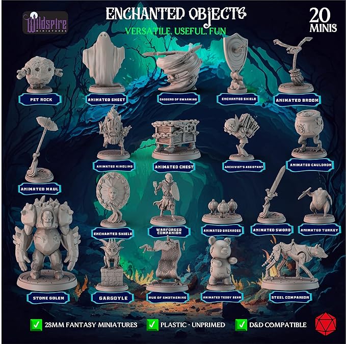Spellblades & Enchanted Objects for DND Miniatures 28mm-32mm Player-Characters, NPC Bulk D&D Minis Unpainted Dungeons & Dragons Figures Accessories for Fantasy Tabletop RPG DND Pathfinder
