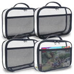 holay 4 Packs PVC Zippered Blocks Set, Toy, Clay, Board game Storage Organizer Case (Name Tag, Manual Pocket) (Black, Small)