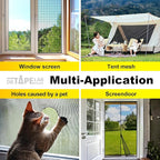 Grey Window Screen Repair Tape, 4 in X 15 FT, Screen Repair Kit for Windows or Doors, Strong Adhesive Patch Kit Fiberglass Mesh Tape