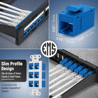 Everest Cat6 RJ45 Keystone Coupler (24-Pack) in Blue - RJ45 Coupler - Cat 6 Couplers - Female to Female Cat6 Keystone Jacks - Ethernet Couplers - Ethernet Cable Extender