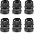 QILIPSU 6pcs 3/4" NPT Cable Gland Waterproof IP68 Nylon Cable Pass Through Cord Grip Connector Strain Relief Wire Grommet