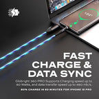 Statik 360 Pro Magnetic Charging Cable - Type C Charger Fast Charging 3 in 1 USB C to USB C Cable, Micro USB & iProduct Tips, USB A Adapter, Fits All Devices - 100W Fast Charger, GloBright 3FT/1M