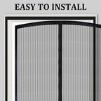 Magnetic Screen Door - Self Sealing, Heavy Duty, Hands Free Mesh Partition Keeps Bugs Out Let Breeze in- Pet and Kid Friendly - Keep Open Feature (Black, Fit Door Size 32x 82 Inch)