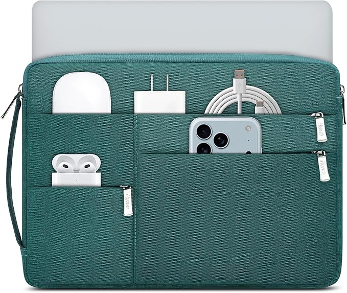 HYZUO 13.3-14 Inch Laptop Sleeve Bag for MacBook Pro 14 M5-M1, MacBook Air/Pro 13, 13.8-13 Surface Laptop/Book, Portable Notebook Case for 13" HP Dell Lenovo ThinkPad Asus Acer Samsung, Dark Green