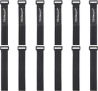 12 Pack 1 x 12 Inches Hook and Loop Reusable Fastening Cable Tie Down Straps by Wisdompro - Reusable, Durable Functional Ties to Keep Your Home, Office, Workspace from Tangled Messes of Cords