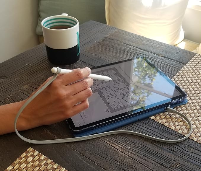 ZoopLoop Grey Silicone Scratchproof 20.75in Tether for Digital Electronic Styluses (Diameter Range: 0.27-0.37in) - Secure Stylus to Tablet Case - Tablet Pencil Holder Accessory
