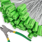 60 Pieces Security Cable Seals, Metal Number security tags for Truck, Trailers, Cargo, Containers, Vans, Oil Tank, Milk Vehicle (Green, 60 Pack)