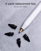 ZAGG Replacement Tips for Apple Pencil 1st Gen, 2nd Gen, & USB-C - Pack of 4, Smooth Writing, Perfect Friction, Black