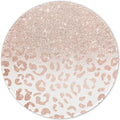 ITNRSIIET Round Mouse Pad with Stitched Edge Premium-Textured Waterproof Non-Slip Rubber Base Desktop Protection Mat Diameter 8.7 inches, Rose Gold Leopard Print
