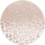 ITNRSIIET Round Mouse Pad with Stitched Edge Premium-Textured Waterproof Non-Slip Rubber Base Desktop Protection Mat Diameter 8.7 inches, Rose Gold Leopard Print