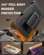 Vihibii for Samsung Galaxy Z Fold 6 Case Wallet with Belt Clip & Card Holder & Camera Lens Cover & Hinge Protection & Screen Protector, Full Body Cover Durable Case for Samsung Z Fold 6, Dark Purple