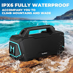 Bluetooth Speaker,Musibaby M1 Portable Bluetooth Speakers:Loud Stereo Sound with Subwoofer,Deep Bass,IPX6 Waterproof,Wireless Speaker with BT5.3,Dual Pairing,20H+ Playtime for Outdoor,Beach(Blk)
