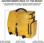 ENHANCE Collector's Edition RPG Adventurer's DnD Bag - Dragon Hide Exterior Travel RPG Bag with Tabletop Miniatures Storage Vault, Mat Holder, DnD Dice & Token Pockets, Fits 4-8 Books (Dragon Gold)