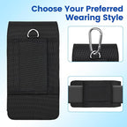 Mopaclle Nylon Phone Holster for iPhone 17 Pro iPhone 16 Pro 16e 15Pro 14 13 12 11,Samsung Galaxy S25 S24 S23 S22 S21 Cell Phone Belt Holder with Carabiner Clip & ID Card Pocket Pouch for Men Women