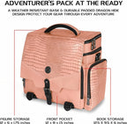 ENHANCE Collector's Edition RPG Adventurer's DnD Bag - Dragon Hide Exterior Travel RPG Bag with Tabletop Miniatures Storage Vault, Mat Holder, DnD Dice & Token Pockets, Fits 4-8 Books (Dragon Pink)