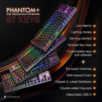 TECWARE Phantom+ 87 Key Mechanical Gaming Keyboard, RGB led, TKL 75% Keyboard, Thocky Sounding, Wraith Brown Switch