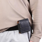 Universal Phone Holster Phone Pouch Case Belt Clip Belt Loops Card Slot Faux Leather for Man for Samsung Galaxy Z Flip 5/4/3 Motorola Razr Plus Razr+ 2023 (Black&Yellow, XS(3.7"x3.1"x1.1"))