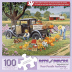 Bits and Pieces – 100 Piece Jigsaw Puzzle for Adults – Home Grown - Fall On The Farm Jigsaw Puzzle by John Sloane, Completed Puzzle Size: 15" x 19"