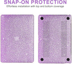 Compatible with MacBook Air 13 inch Case 2021 2020 2019 2018 A2337 M1 A2179 A1932 Touch ID, Glitter Smooth Leather Laptop Hard Shell+Keyboard Cover for MacBook Air 13.3 inch Case, Shining Purple