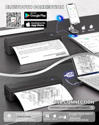 vretti P83 Portable Printers Wireless for Travel, A4 Portable Thermal Printer, Mobile Inkless Printer Compatible with Phone & Laptop, Supports 8.5 x 11 US Letter for Car School Office Home Use, Black
