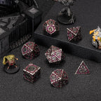 Metal DND Dice Set, Polyhedral Metallic Dice with Cracks for Dungeons and Dragons RPG TTRPG D&D 7-Die Set with Gift Case