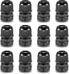 QILIPSU 12pcs 3/8" NPT Cable Gland Waterproof IP68 Nylon Cable Pass Through Cord Grip Connector Strain Relief Wire Grommet