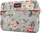 Canvaslove Rose Pattern Canvas Laptop Sleeve Case Bag with Pocket for MacBook Pro 14 inch and 14 inch Laptop