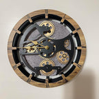 Desk Clock 10 inches with Real Moving Gears Convertible into Wall Clock (Brown and Grey)
