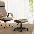 EUREKA ERGONOMIC Height Adjustable Foot Stool,19x18'' Large Seat Under Desk Footrest,Swivel Rolling Chair W Sturdy Wheels,Ottoman Stool Simple Meeting Chair for Home Office,Grey