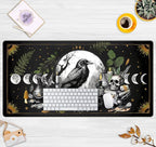 Cute Kawaii Raven Desk Mat XXL Large Extended Gaming Mouse Pad Nature Forest Gothic Mousepad with Stitched Edges, Anime Skull Laptop Keyboard and Mouse Mat Desk Pad for Work Game 31.5x15.7 in