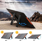 120W Portable Solar Panels for Power Station, Solar Angle Guide, Monocrystalline ETFE Foldable Solar Panel Charger with QC3.0 USB/Type-C, 20V DC Output Adjustable Kickstands for Camping RV Blackout