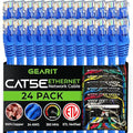 GearIT 24-Pack, Cat5e Ethernet Patch Cable 2 Feet - Snagless RJ45 Computer LAN Network Cord, Blue - Compatible with 24 48 Port Switch POE Rackmount 24port Gigabit