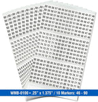 Premium Wire Marker Book for Cable Management, Vinyl-Coated, High-Tack Adhesive, Electric Panel Wire Label Stickers - 10 Pages, 1 Book, Numbered 46-90 (Pack of 10)
