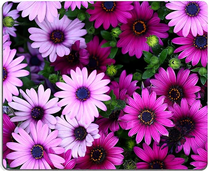 Hoka Fenle Mouse Pad with Flower Design - Purple Floral Square Waterproof Non-Slip Mouse Mat for Women's Laptop & Office