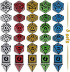 CiaraQ Polyhedral Dice with 5 Pouches, 5 Sets of Retro Dice for MTG DND Board Games, 35 Pieces
