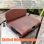 Leather Phone Holster for Men with Belt Clip, Cell Phone Holder for iPhone 17/16/15/14/13/12/Pro Max & Plus,Galaxy S25/24/23 Ultra & Plus,S24 FE,Belt Pouch Case Magnetic Closure (Brown-XL)