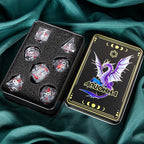 ARUOHHA DND Resin Dice Plum Blossom Liquid Core White Sharp Edge Dragons Polyhedral Dice Set with Gift Box, Compatible with D&D Role Playing Game Dungeons D and D Dice Set D20 D12 D10 D6