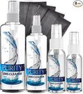 Purity Eyeglass Cleaner Family Pack - Multi-Size Lens Cleaner Kit - 1x1oz, 1x2oz, 1x4oz, 1x8oz Bottles + 4 Premium Microfiber Cloths - Safe for All Lenses, Eyeglasses, & Screens - Streak-Free Formula