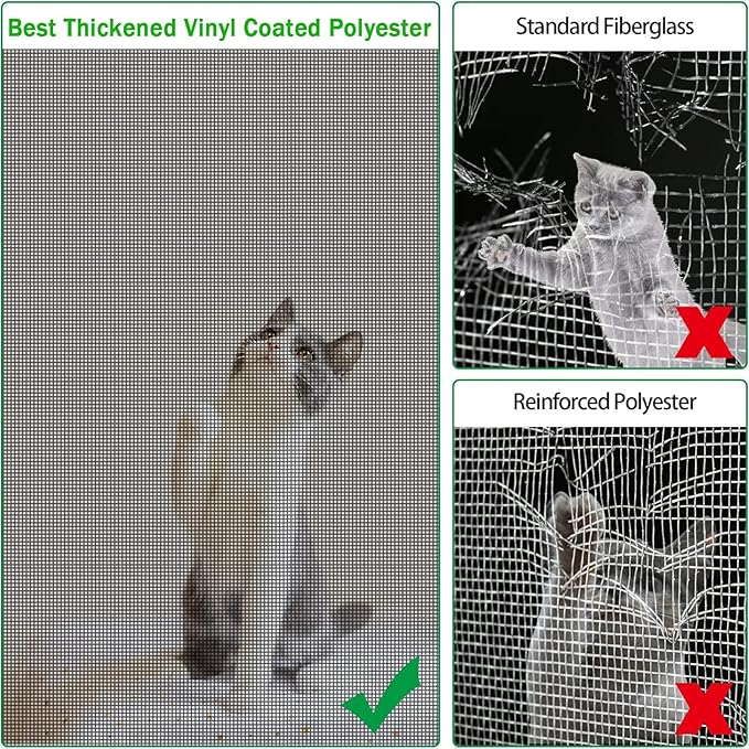 QWR Pet Proof Window Screens and Screen Door Replacement Kit, 59"x106" Durable High Hardness Vinyl Coated Polyester-Like Screen Repair Kit for Sliding Screen Door,Patio and Windows.(Folded Package)