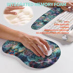 2-in-1 Ergonomic Set, Wave Rise Keyboard Wrist Rest and Massage Bulge Slope Mouse Pad Wrist Support, Cushion Memory Foam Integrated to Relieve Wrist Pain, Galaxy Mandala