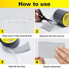 Black Window Screen Repair Tape, 2 in X 15 FT, Screen Repair Kit for Windows or Doors, Strong Adhesive Patch Kit Fiberglass Mesh Tape