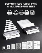 vretti P83 Portable Printers Wireless for Travel, A4 Portable Thermal Printer, Mobile Inkless Printer Compatible with Phone & Laptop, Supports 8.5 x 11 US Letter for Car School Office Home Use, Black