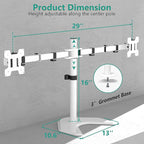 WALI Dual Monitor Stand, Free Standing Desk Mount for 2 Monitors up to 27 inch, 22 lbs. Weight Capacity per Arm, Fully Adjustable with Max Mounting Pattern 100x100mm (MF002-W), White
