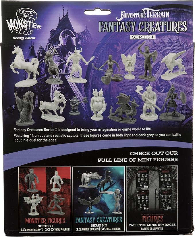 Monster Fantasy Creature Mini Action Figure Playset - 98pcs Toy Miniatures w 14 Unique Designs - Dragons, Wizards, Orcs, & More- XL 1/32 Scale Compatible with Dungeons and Dragons and Other RPG Games