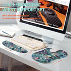 2-in-1 Ergonomic Set, Wave Rise Keyboard Wrist Rest and Massage Bulge Slope Mouse Pad Wrist Support, Cushion Memory Foam Integrated to Relieve Wrist Pain, Galaxy Mandala