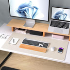Aothia Large PU Leather Desk Pad Protector – Non-Slip Mouse Pad & Writing Mat for Office/Home, Waterproof, Easy to Clean (23.6" x 13.7", Eggshell)