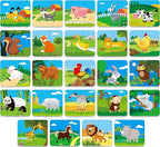 48 Animal Matching Puzzles with Error-Correction Mechanism Pre-Primer in 2 Pieces, Perfect for Preschool Learning (24 Blocks Double Sided)